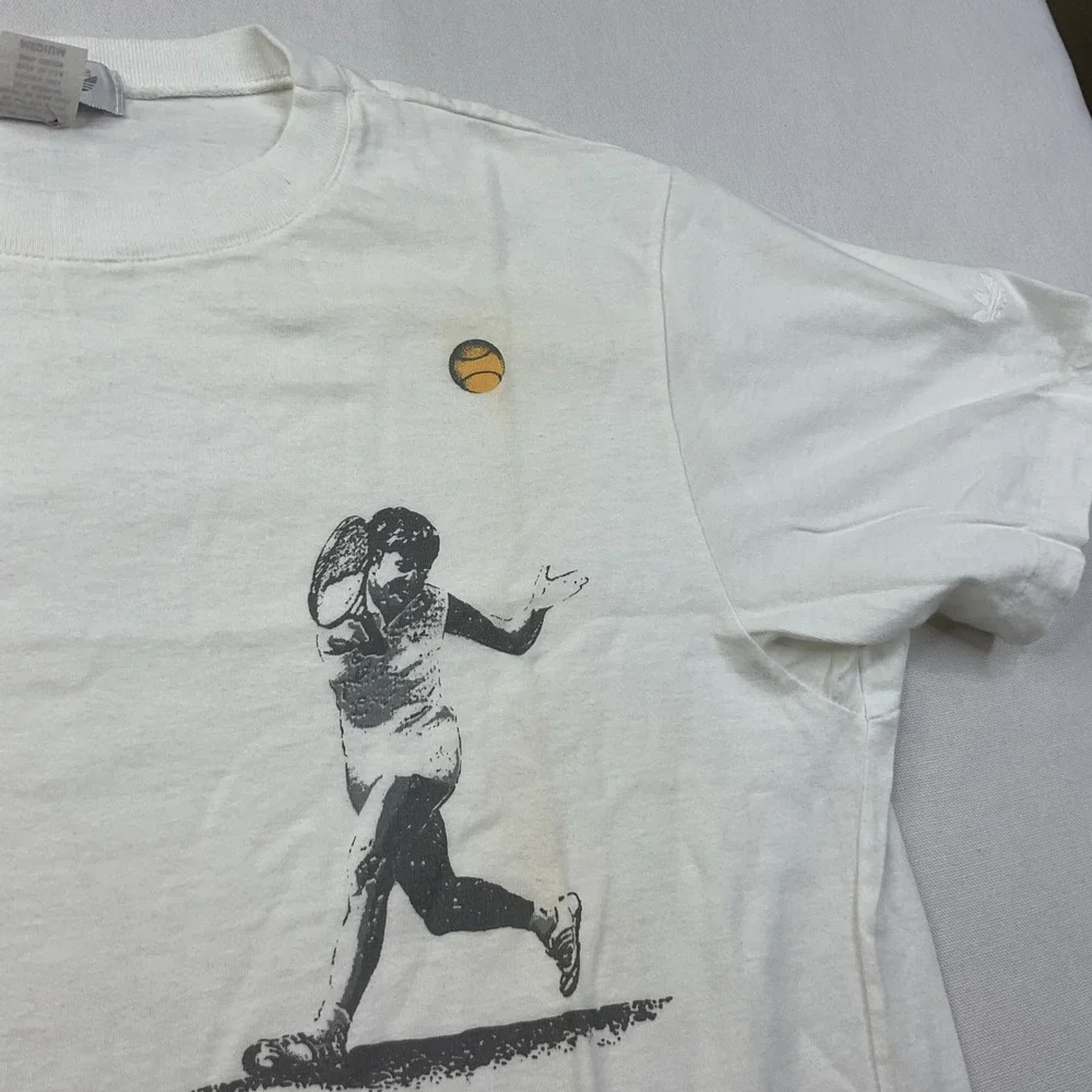 Vintage Adidas Tennis 80's Graphic T-Shirt USA White Medium Single Stitch women